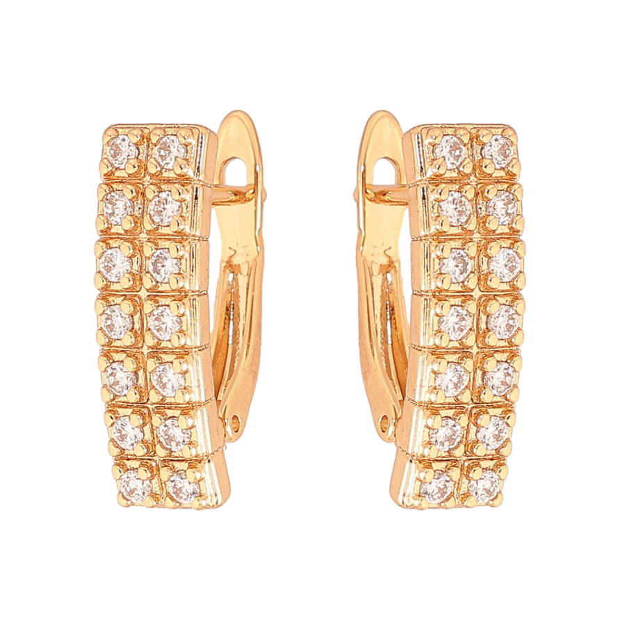 Серьги Xuping цвет Позолота 18K английский замок "Инкрустация кристаллами" фото №1