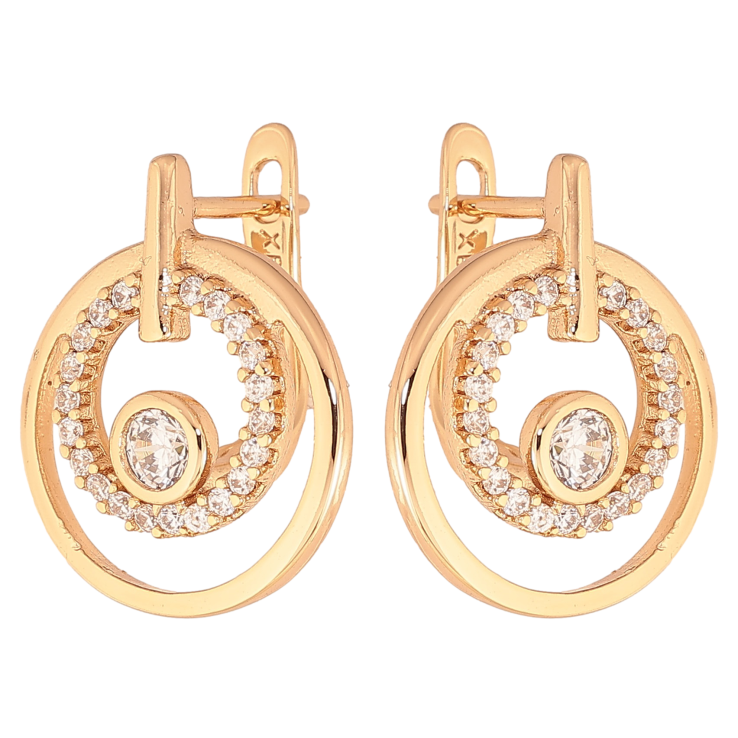 Сережки Xuping колір Позолота 18К англійський замок "Візерунок з кристалами" фото №8 Сережки Xuping колір Позолота 18К англійський замок "Візерунок з кристалами" фото №8