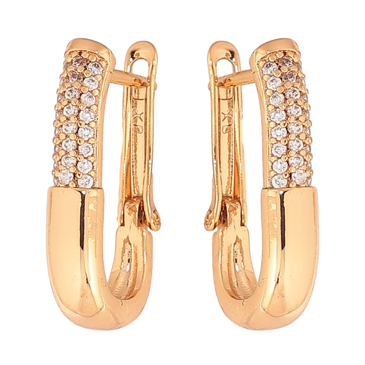 Сережки Xuping колір Позолота 18К англійський замок "Візерунок з кристалами" фото №20 Сережки Xuping колір Позолота 18К англійський замок "Візерунок з кристалами" фото №20