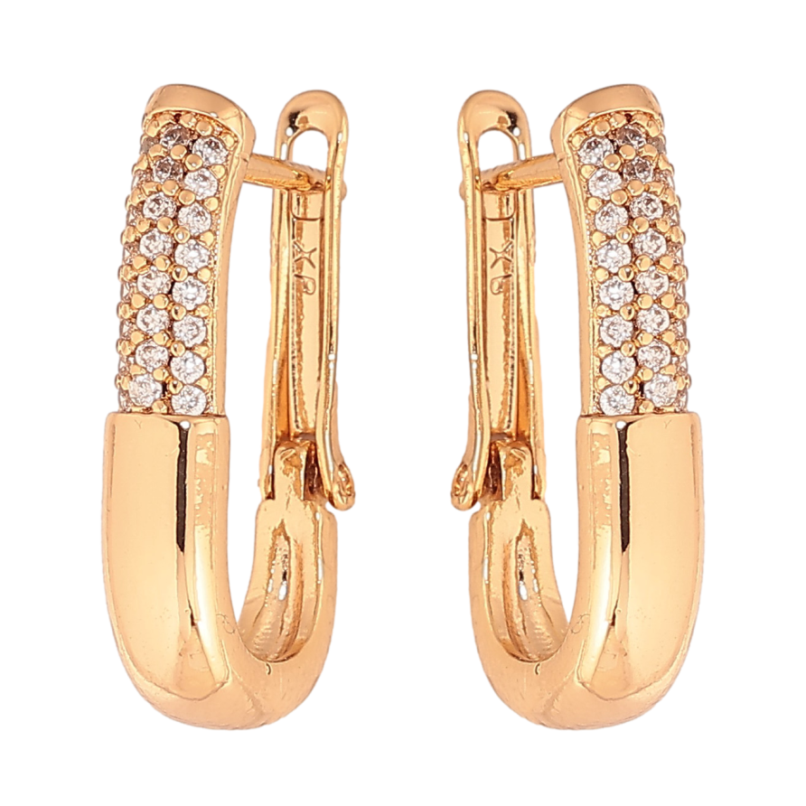 Сережки Xuping колір Позолота 18К англійський замок "Візерунок з кристалами" фото №1 Сережки Xuping колір Позолота 18К англійський замок "Візерунок з кристалами" фото №1