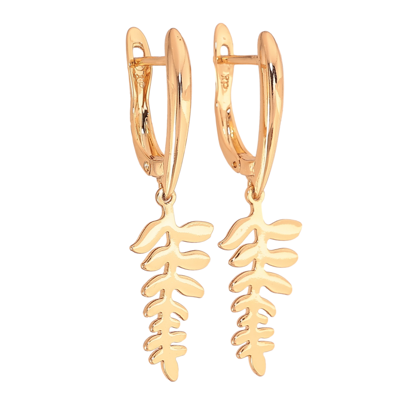 Сережки Xuping колір Позолота 18К англійський замок "Папороть" фото №5