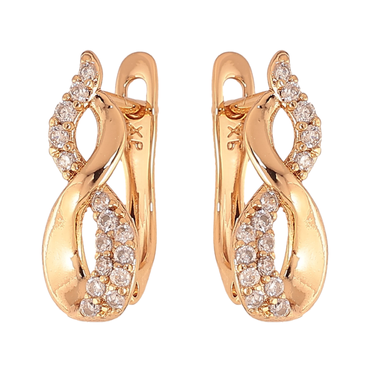 Сережки Xuping колір Позолота 18К англійський замок "Декоративний візерунок з кристалами" фото №4