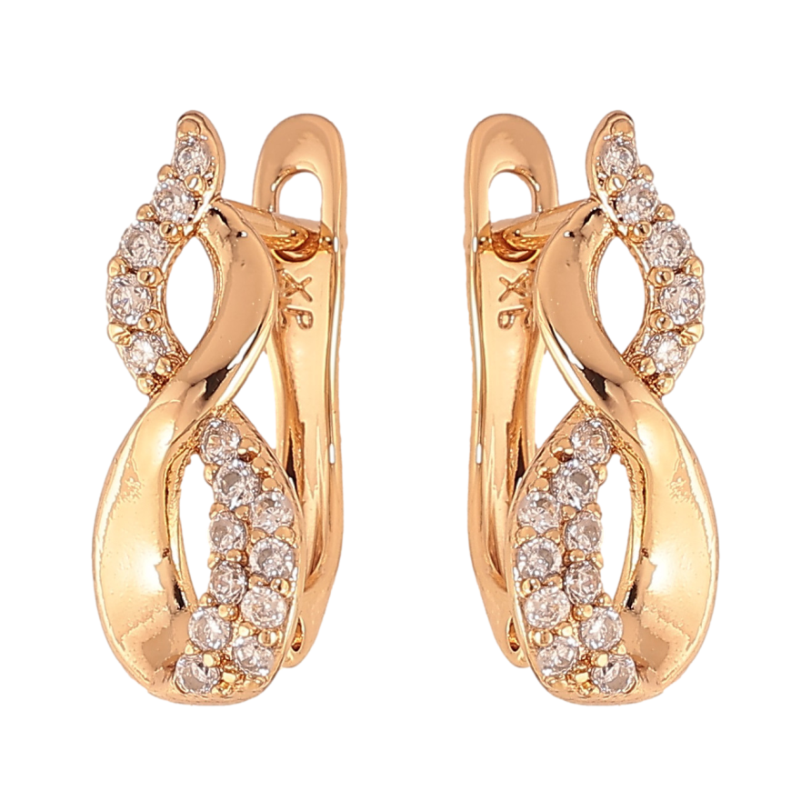 Сережки Xuping колір Позолота 18К англійський замок "Декоративний візерунок з кристалами" фото №1