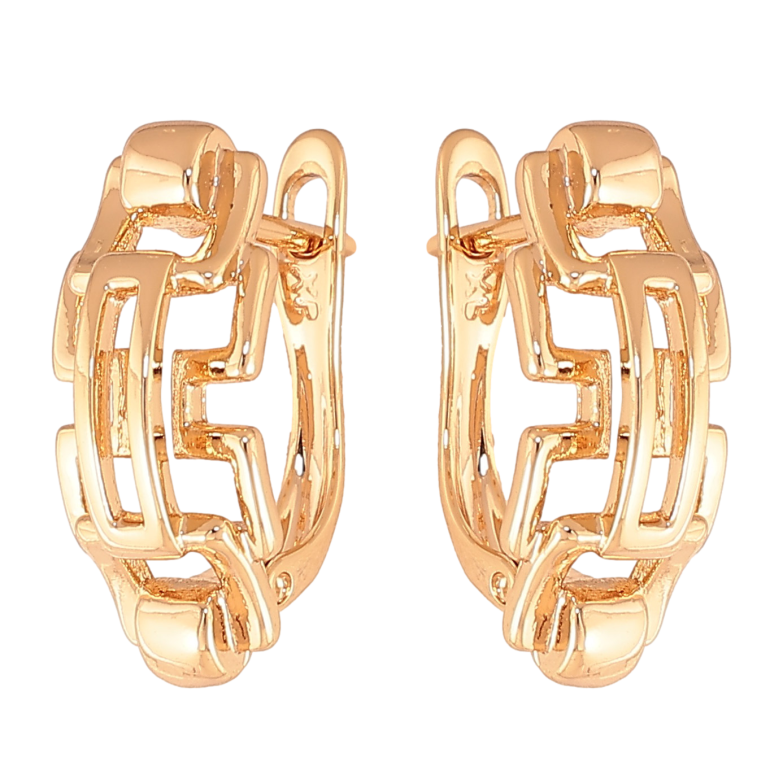 Серьги Xuping цвет Позолота 18К английский замок "Декоративный узор" фото №1