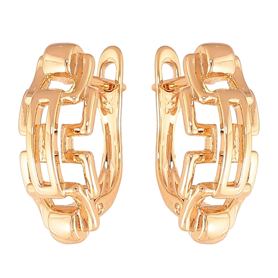 Серьги Xuping цвет Позолота 18К английский замок "Декоративный узор" фото №1