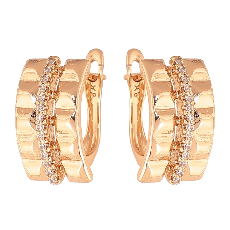 Серьги Xuping цвет Позолота 18К английский замок "Узор с кристаллами" фото №20