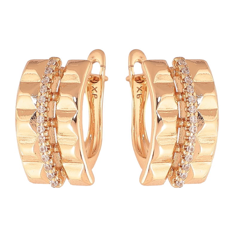 Сережки Xuping колір Позолота 18К англійський замок "Візерунок з кристалами" фото №4