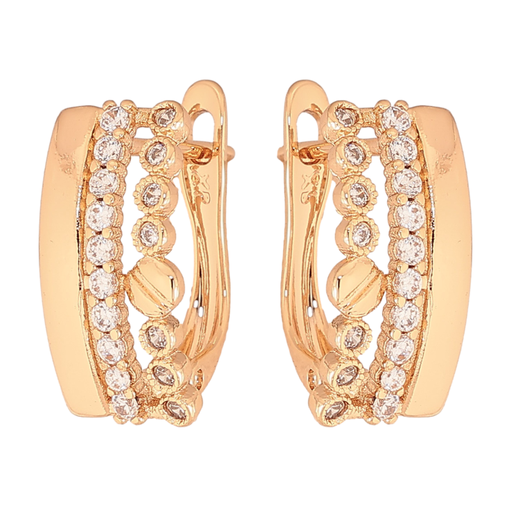 Серьги Xuping цвет Позолота 18K английский замок "Узор с кристаллами" фото №24