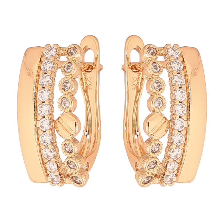 Сережки Xuping колір Позолота 18K англійський замок "Візерунок з кристалами" фото №1