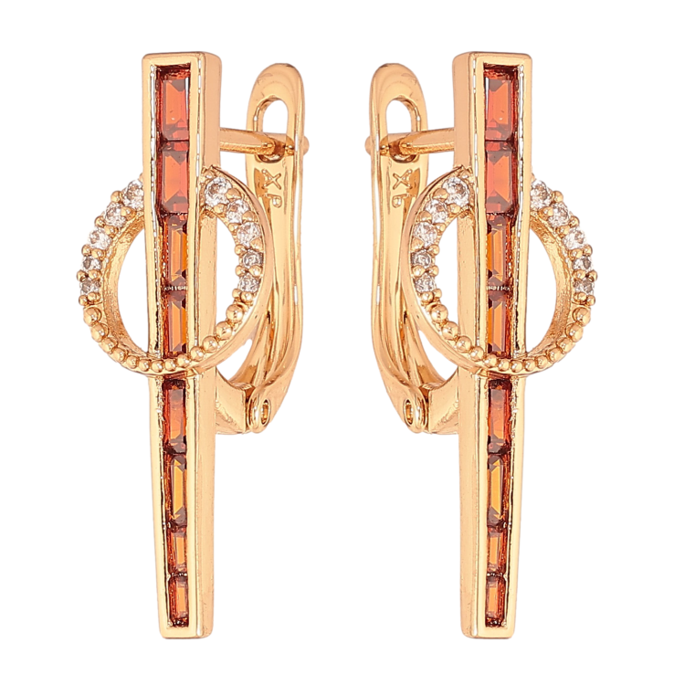 Сережки Xuping колір Позолота 18К англійський замок "Доріжки червоних кристалів з колечками" фото №3 Сережки Xuping колір Позолота 18К англійський замок "Доріжки червоних кристалів з колечками" фото №3