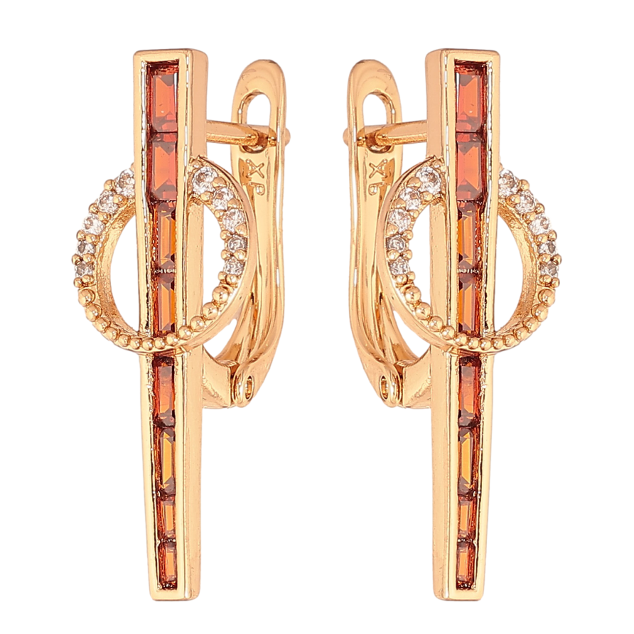 Сережки Xuping колір Позолота 18К англійський замок "Доріжки червоних кристалів з колечками" фото №1 Сережки Xuping колір Позолота 18К англійський замок "Доріжки червоних кристалів з колечками" фото №1