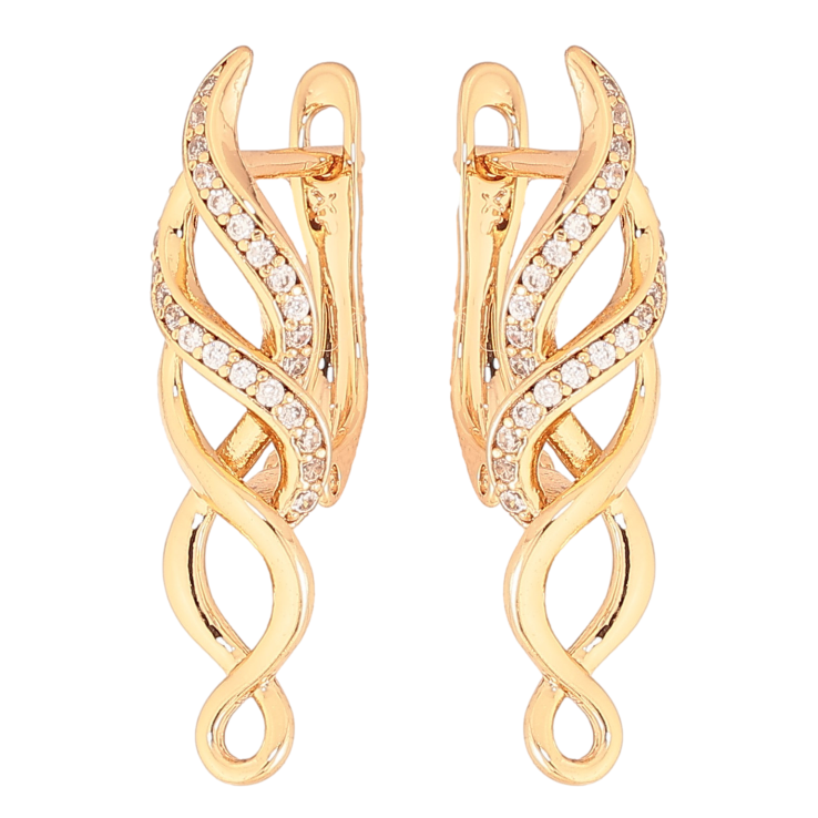 Серьги Xuping цвет Позолота 18K английский замок "Декоративный узор с кристаллами" фото №8