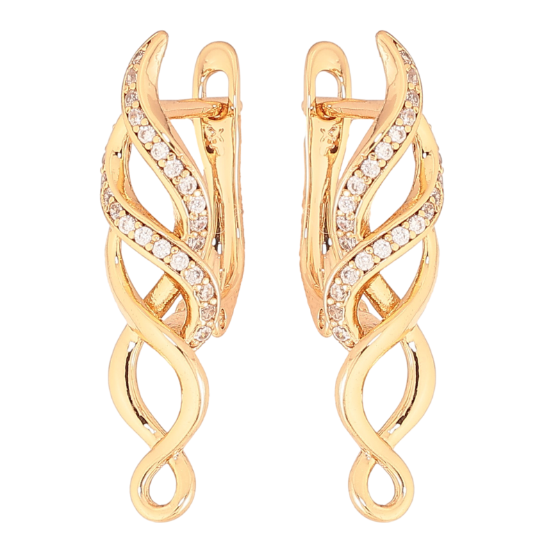 Сережки Xuping колір Позолота 18K англійський замок "Декоративний візерунок із кристалами" фото №1