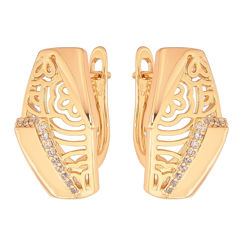 Серьги Xuping цвет Позолота 18К английский замок "Узор с кристаллами" фото №1 Серьги Xuping цвет Позолота 18К английский замок "Узор с кристаллами" фото №1