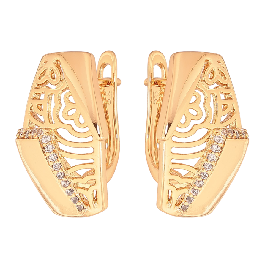 Серьги Xuping цвет Позолота 18К английский замок "Узор с кристаллами" фото №1 Серьги Xuping цвет Позолота 18К английский замок "Узор с кристаллами" фото №1