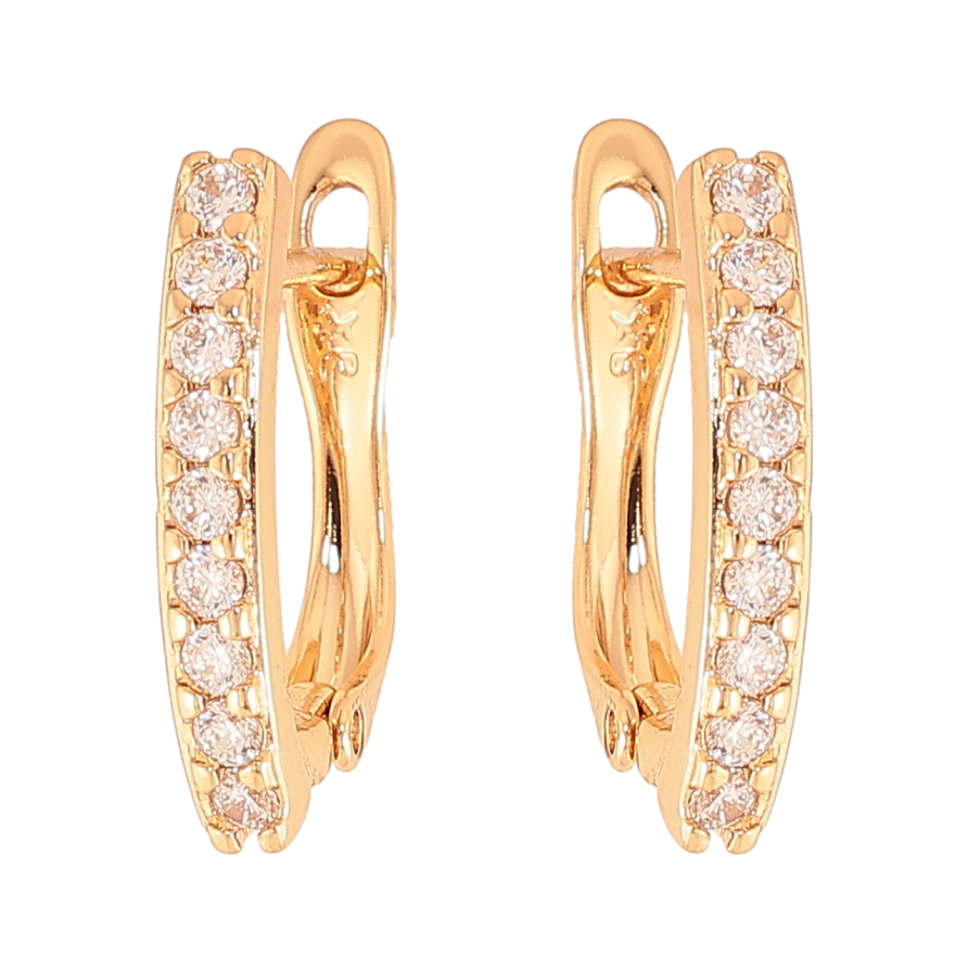 Серьги Xuping цвет Позолота 18К английский замок "Дорожки кристаллов" фото №1
