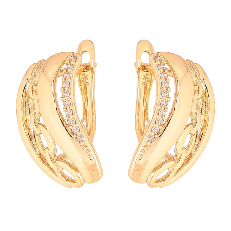 Сережки Xuping колір Позолота 18K англійський замок "Візерунок з кристалами" фото №8 Сережки Xuping колір Позолота 18K англійський замок "Візерунок з кристалами" фото №8