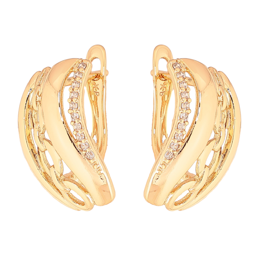 Сережки Xuping колір Позолота 18K англійський замок "Візерунок з кристалами" фото №1