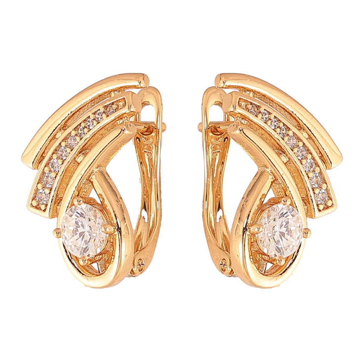 Сережки Xuping колір Позолота 18K англійський замок "Візерунок з кристалами" фото №6 Сережки Xuping колір Позолота 18K англійський замок "Візерунок з кристалами" фото №6