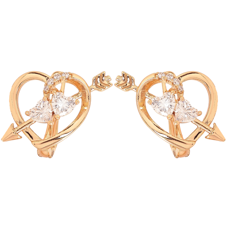 Серьги Xuping цвет Позолота 18K английский замок "Сердечки со стрелами" фото №6
