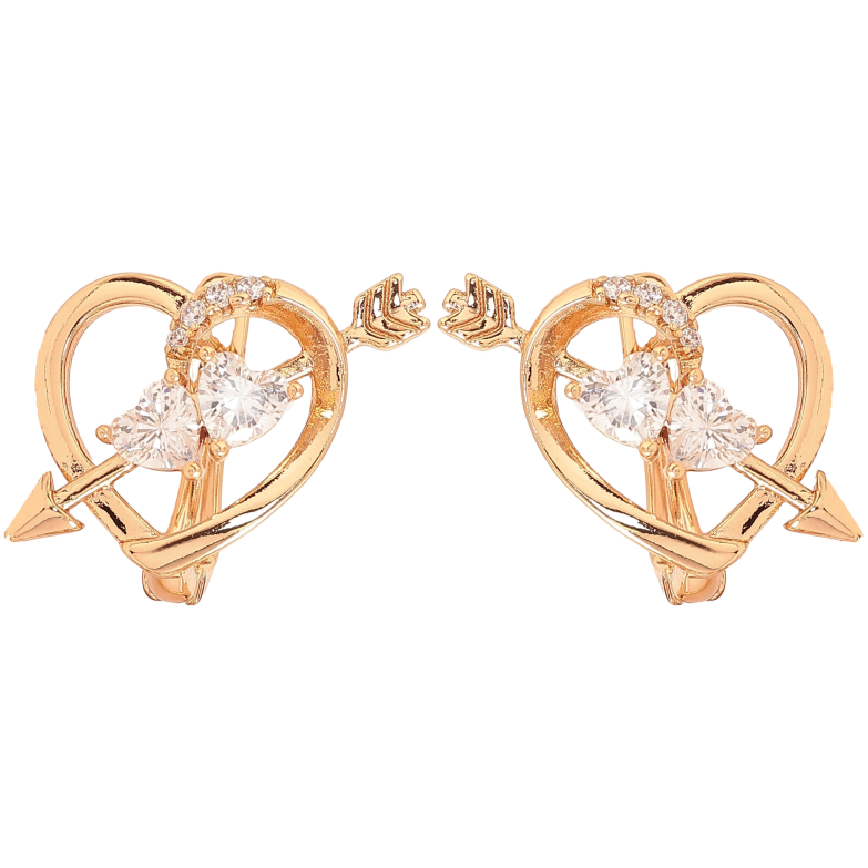 Сережки Xuping колір Позолота 18K англійський замок "Сердечка зі стрілами" фото №1 Сережки Xuping колір Позолота 18K англійський замок "Сердечка зі стрілами" фото №1