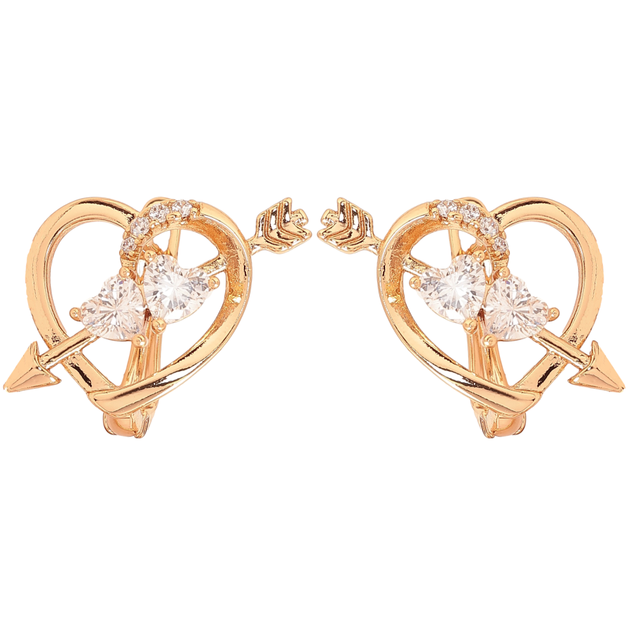 Сережки Xuping колір Позолота 18K англійський замок "Сердечка зі стрілами" фото №1 Сережки Xuping колір Позолота 18K англійський замок "Сердечка зі стрілами" фото №1