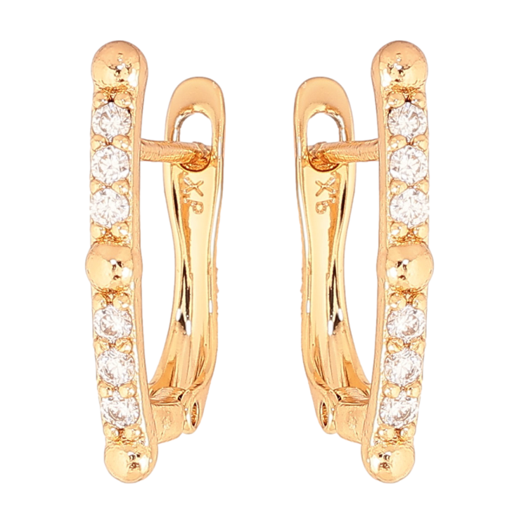 Серьги Xuping цвет Позолота 18К английский замок "Дорожки кристаллов" фото №9