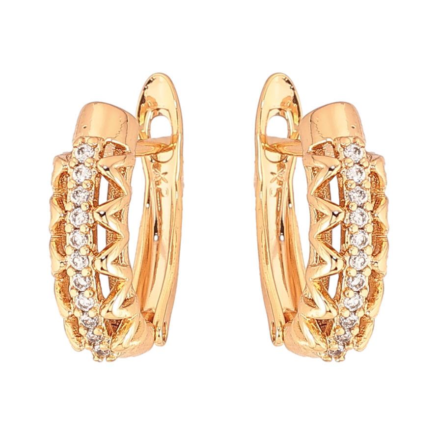 Сережки Xuping колір Позолота 18К англійський замок "Візерунок з кристалами" фото №1 Сережки Xuping колір Позолота 18К англійський замок "Візерунок з кристалами" фото №1