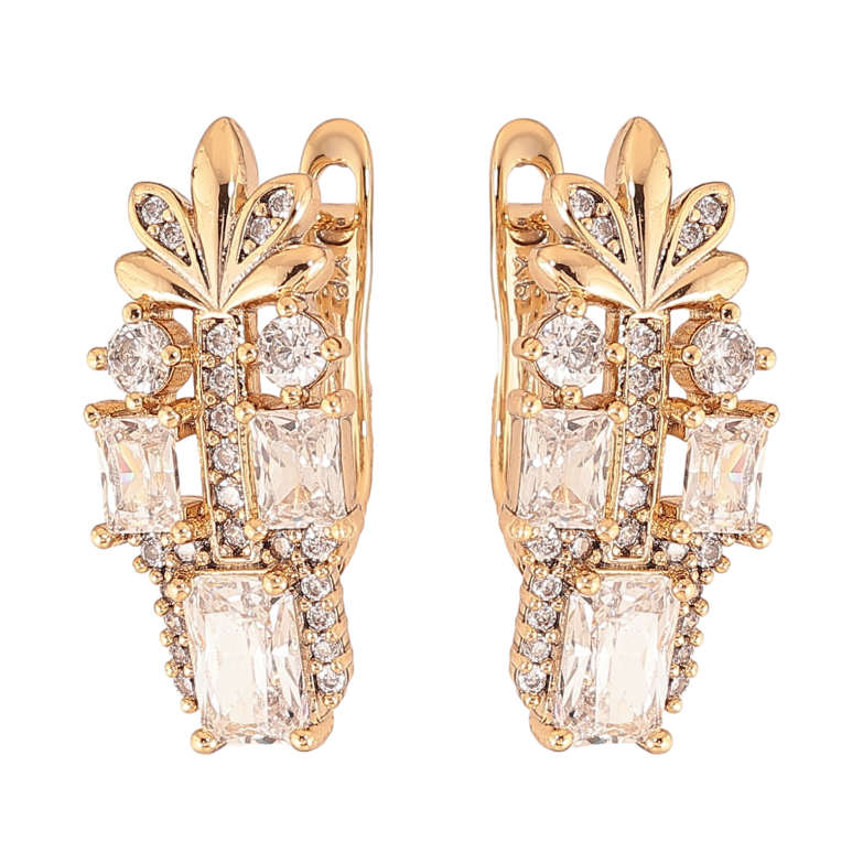 Серьги Xuping цвет Позолота 18K английский замок "Инкрустация кристаллами" фото №1