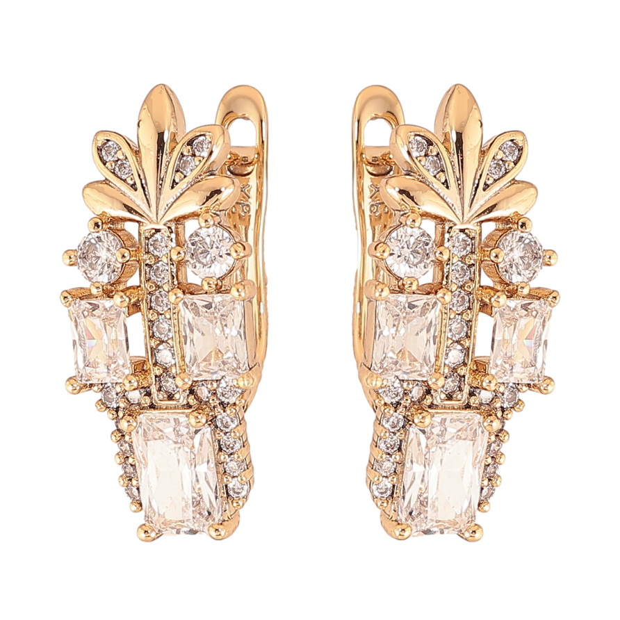 Серьги Xuping цвет Позолота 18K английский замок "Инкрустация кристаллами" фото №1