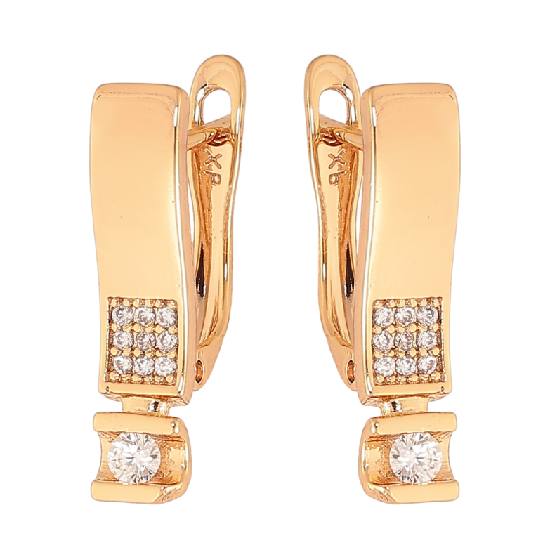 Сережки Xuping колір Позолота 18К англійський замок "Візерунок з кристалами" фото №2