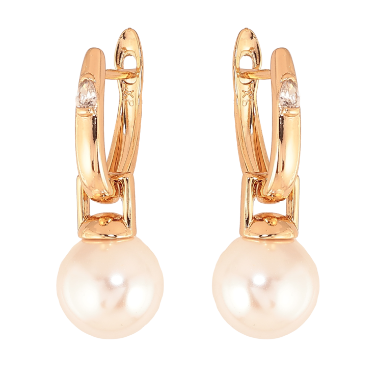 Серьги Xuping цвет Позолота 18K английский замок "Жемчужные подвески" 2 в 1 фото №3 Серьги Xuping цвет Позолота 18K английский замок "Жемчужные подвески" 2 в 1 фото №3