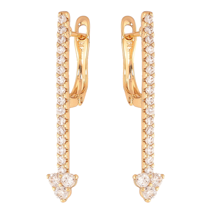 Сережки Xuping колір Позолота 18К англійський замок "Кристальні стріли" фото №13