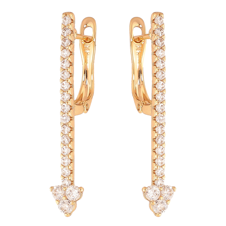 Сережки Xuping колір Позолота 18К англійський замок "Кристальні стріли" фото №1