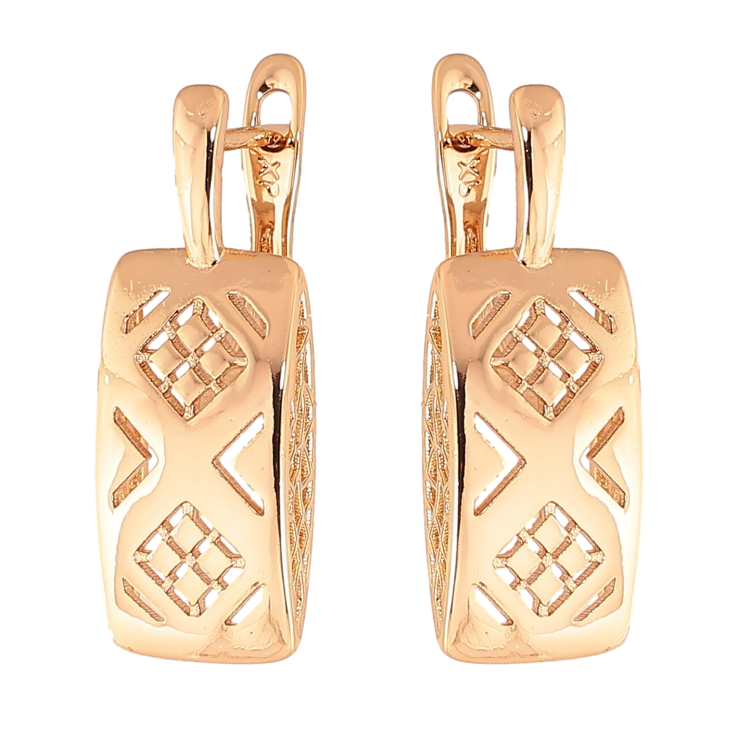 Серьги Xuping цвет Позолота 18К английский замок "Декоративный узор" фото №7 Серьги Xuping цвет Позолота 18К английский замок "Декоративный узор" фото №7