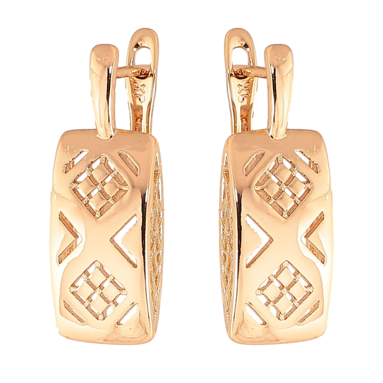 Серьги Xuping цвет Позолота 18К английский замок "Декоративный узор" фото №1