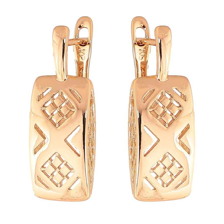 Серьги Xuping цвет Позолота 18К английский замок "Декоративный узор" фото №1