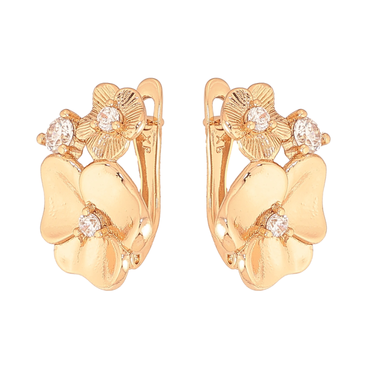 Серьги Xuping цвет Позолота 18К английский замок "Цветочки с кристаллами" фото №5 Серьги Xuping цвет Позолота 18К английский замок "Цветочки с кристаллами" фото №5