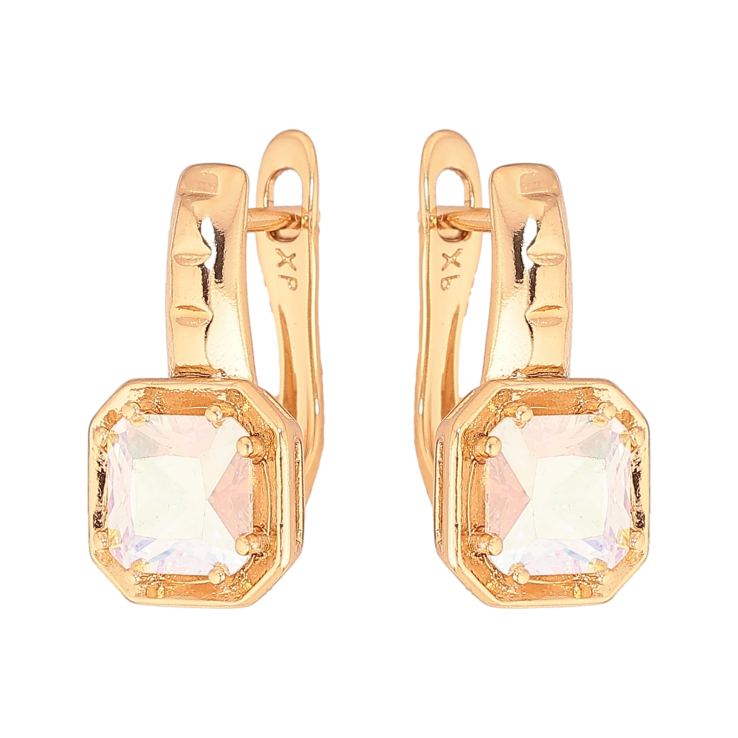 Серьги Xuping цвет Позолота 18K английский замок "Радужные кристаллы" фото №18