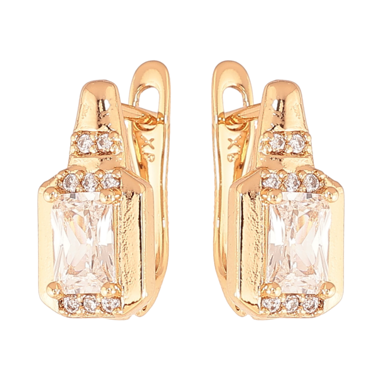 Серьги Xuping цвет Позолота 18K английский замок "Узор с кристаллами" фото №1 Серьги Xuping цвет Позолота 18K английский замок "Узор с кристаллами" фото №1