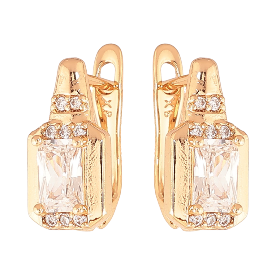 Серьги Xuping цвет Позолота 18K английский замок "Узор с кристаллами" фото №1 Серьги Xuping цвет Позолота 18K английский замок "Узор с кристаллами" фото №1