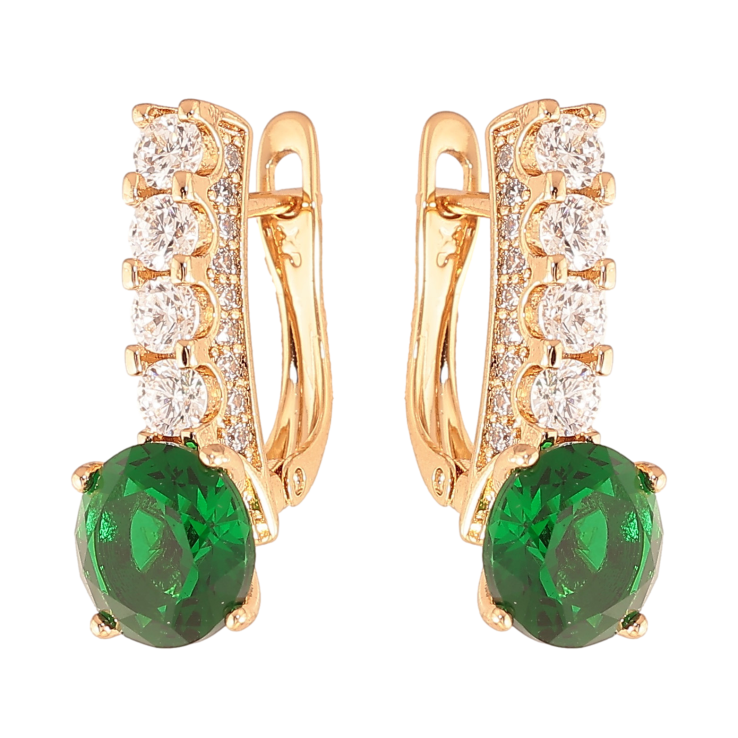 Серьги Xuping цвет Позолота 18K английский замок "Кристальные дорожки с зелеными кристаллами" фото №24 Серьги Xuping цвет Позолота 18K английский замок "Кристальные дорожки с зелеными кристаллами" фото №24