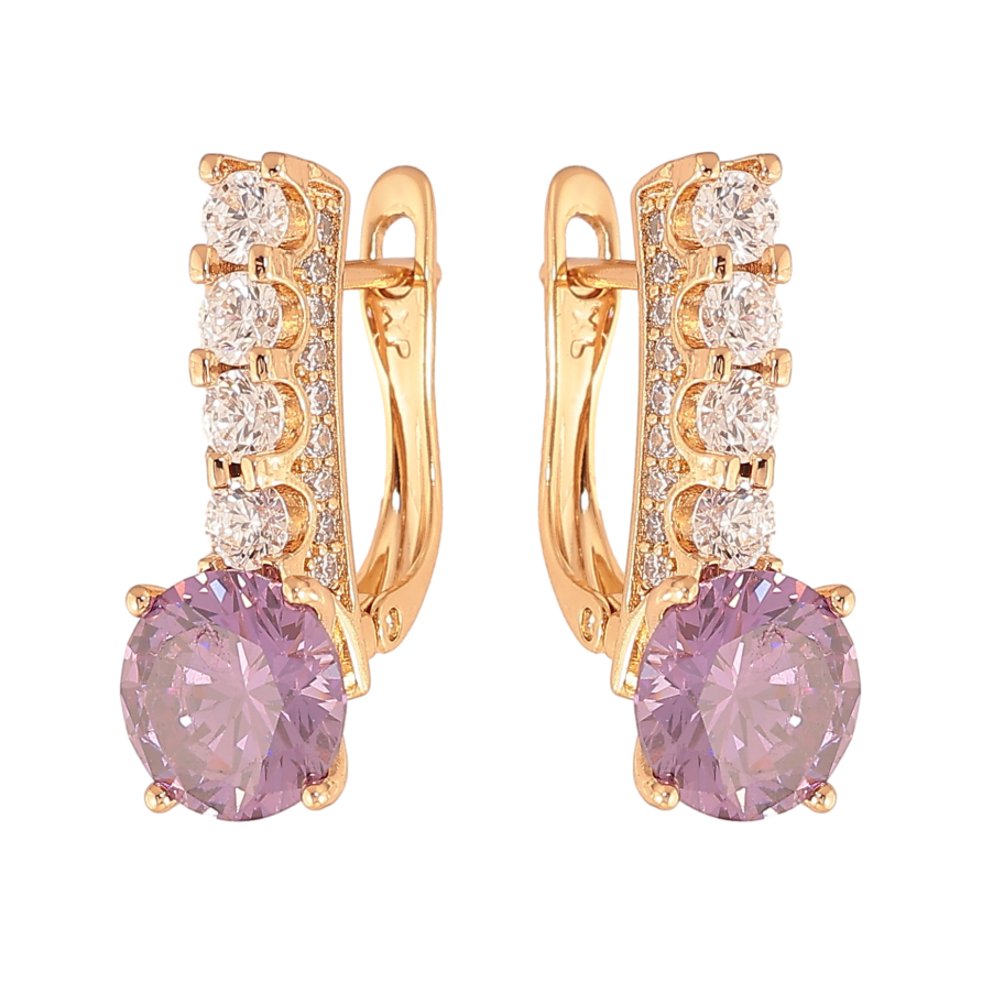 Серьги Xuping цвет Позолота 18K английский замок "Кристальные дорожки с сиреневыми кристаллами" фото №1 Серьги Xuping цвет Позолота 18K английский замок "Кристальные дорожки с сиреневыми кристаллами" фото №1