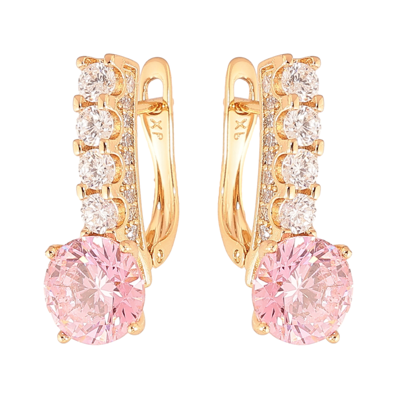 Серьги Xuping цвет Позолота 18K английский замок "Кристальные дорожки с розовыми кристаллами" фото №1 Серьги Xuping цвет Позолота 18K английский замок "Кристальные дорожки с розовыми кристаллами" фото №1