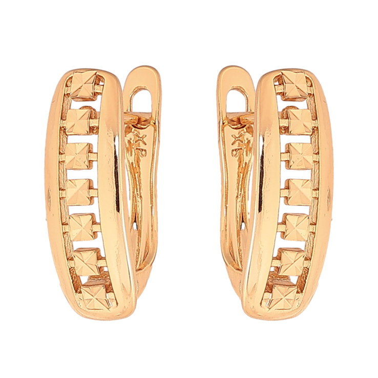 Сережки Xuping колір Позолота 18К англійський замок "Декоративний візерунок" фото №3