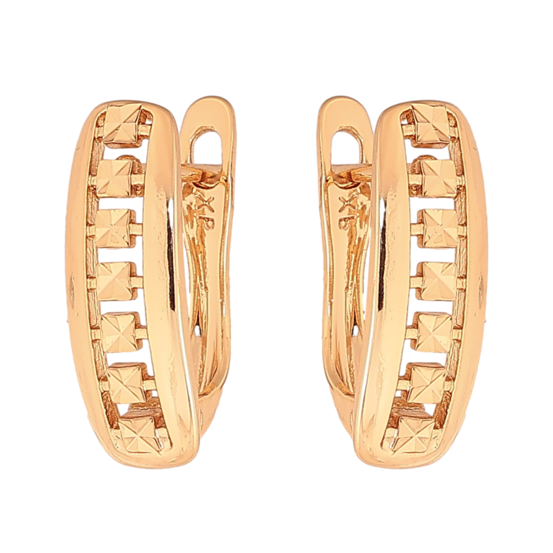 Сережки Xuping колір Позолота 18К англійський замок "Декоративний візерунок" фото №1