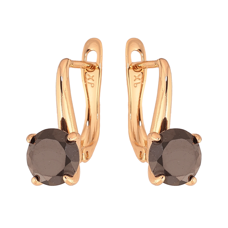 Серьги Xuping цвет Позолота 18K английский замок "Черные кристаллы на дужках" ø 7мм фото №19