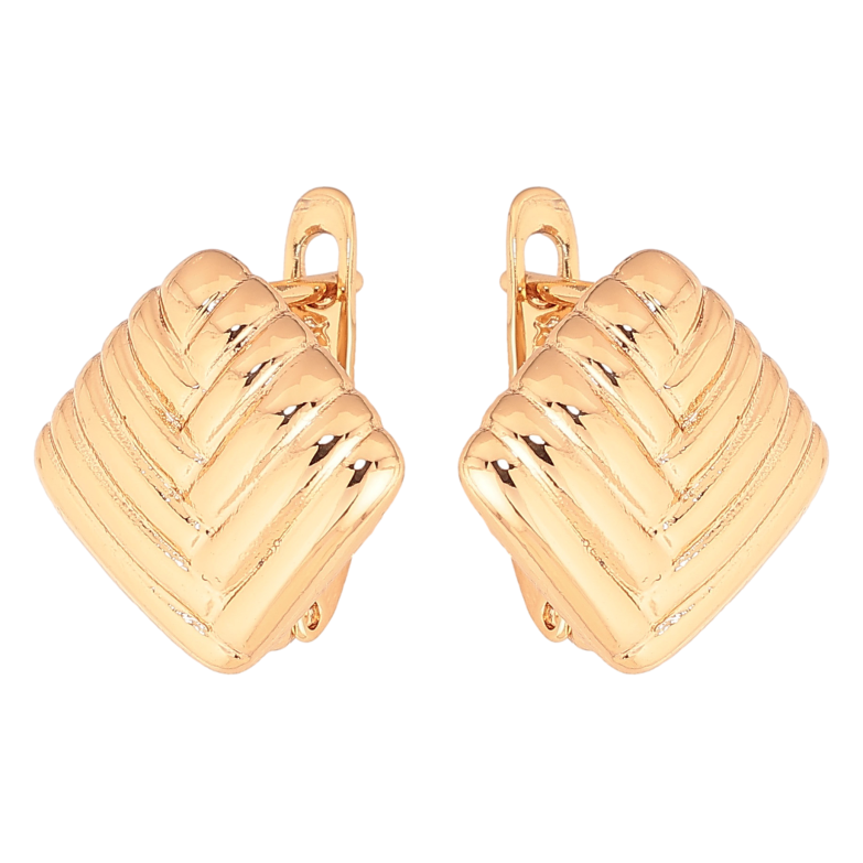 Сережки Xuping колір Позолота 18K англійський замок "Ромби з візерунком" фото №1