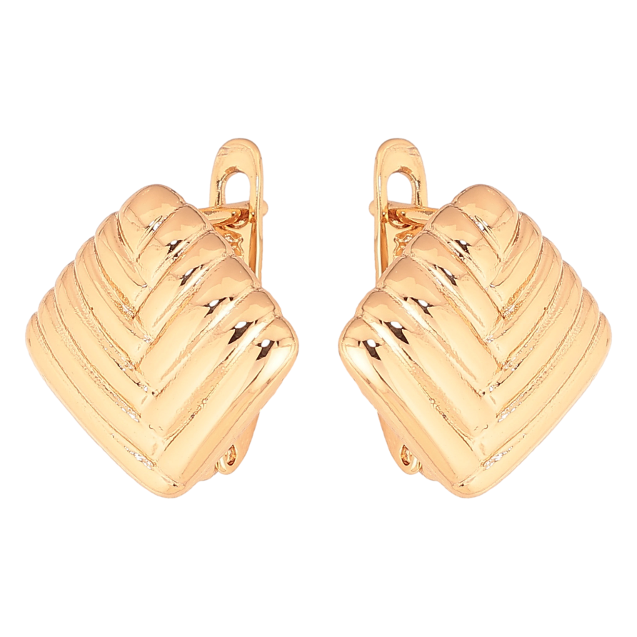 Сережки Xuping колір Позолота 18K англійський замок "Ромби з візерунком" фото №1