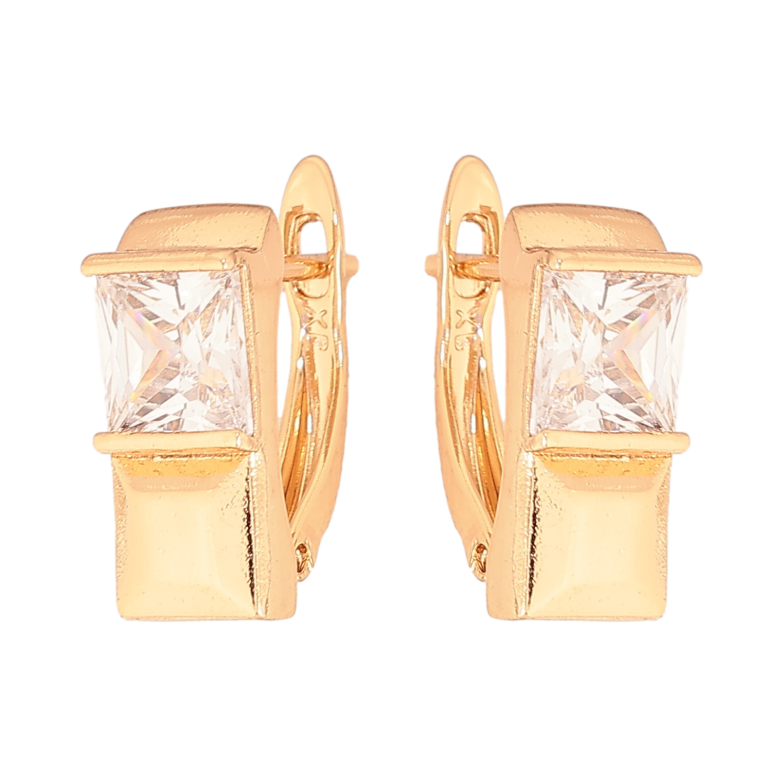 Сережки Xuping колір Позолота 18K англійський замок "Візерунок з кристалами" фото №1